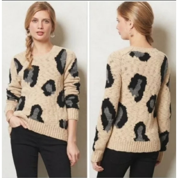 Anthropologie Sweaters - Anthropologie sleeping on snow leopard swe…